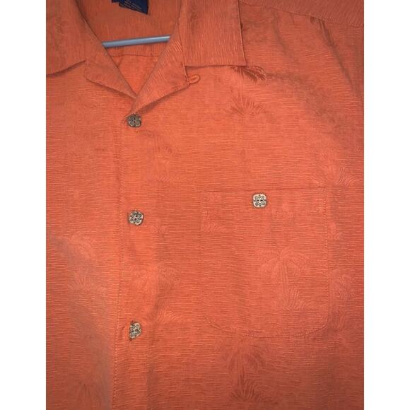 Gordon Clothing Short Sleeve Button Front Shirt - Large Orange Palm Tree Pattern - Picture 10 of 11